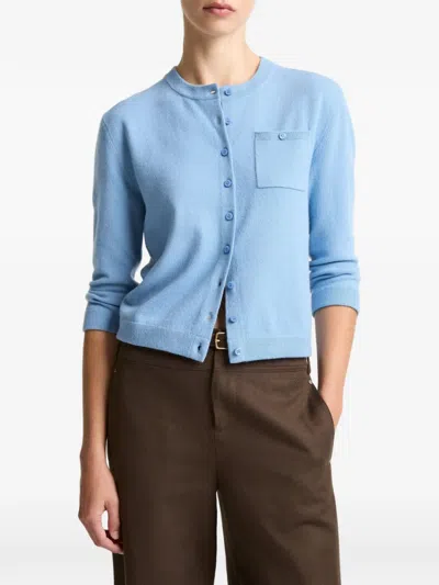 Vince Cashmere-blend Pocket Cardigan In Blue