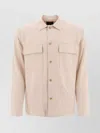 Vince Beige Linen Overshirt With Classic Collar In Neutral
