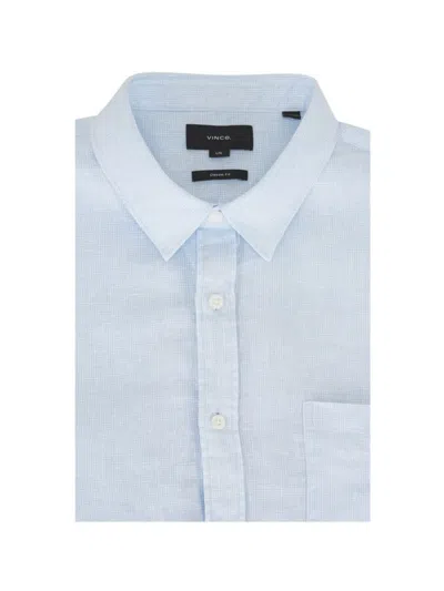 Vince Chest-pocket Linen Shirt In Blue