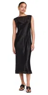 VINCE CHIFFON LAYERED SLIP DRESS BLACK