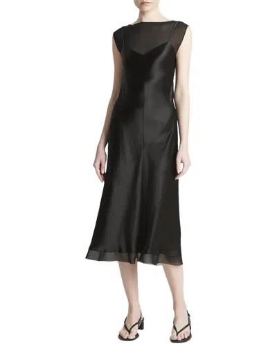 Vince Chiffon Layered Slip Dress In Black
