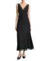Vince Chiffon-trimmed Crepe Midi Dress In Black