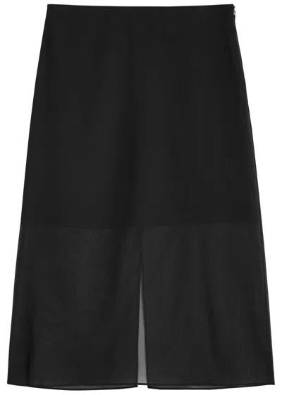 Vince Silk-blend Chiffon Midi Skirt In Black