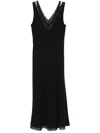 Vince Chiffon-trimmed Crepe Midi Dress In Black