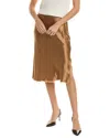 Vince Silk Chiffon-trimmed Slip Skirt In Brown