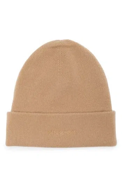 Vince Chunkky Rib Wool & Cashmere Beanie In Camel
