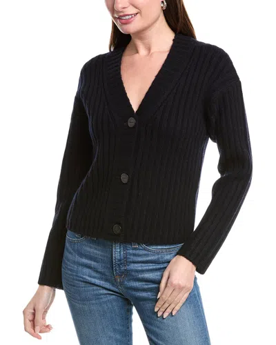 Vince Chunky Rib Wool & Cashmere-blend Cardigan In Blue