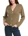 Vince Chunky Rib Wool & Cashmere-blend Cardigan In Green
