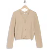 Vince Chunky Ribbed Wool & Cashmere Cardigan Sweater In Heather Marzipan