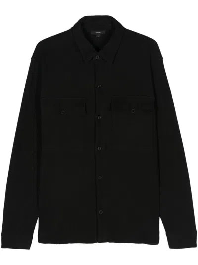 Vince Chunky Waffle-knit Shirt Jacket In Black