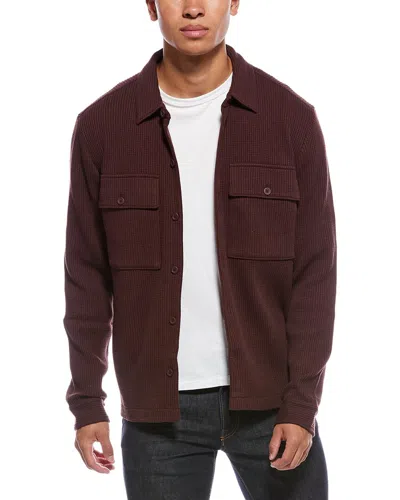 Vince Chunky Waffle Shirt Jacket In Red