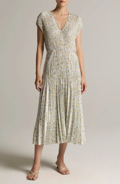 Vince Citrine Bloom Pleated Maxi Dress In Multi