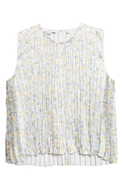 Vince Citrine Bloom Pleated Sleeveless Top In Multi