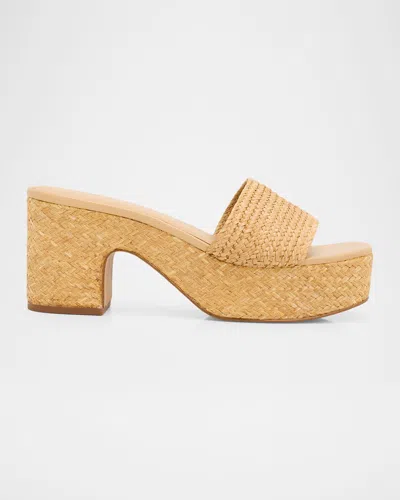 Vince Clarita Raffia Platform Sandals In Brown