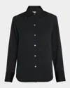 Vince Classic Button-front Blouse In Black