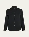Vince Classic Button-front Blouse In Black