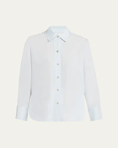 Vince Classic Button-front Blouse In Blue
