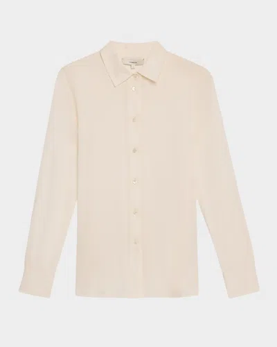 Vince Classic Button-front Blouse In Off White