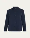 Vince Classic Button-front Blouse In Blue