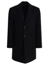 Vince Single Breasted Coat With Notch Lapel And Back Vent In Black