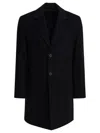 Vince Single Breasted Coat With Notch Lapel And Back Vent In Black
