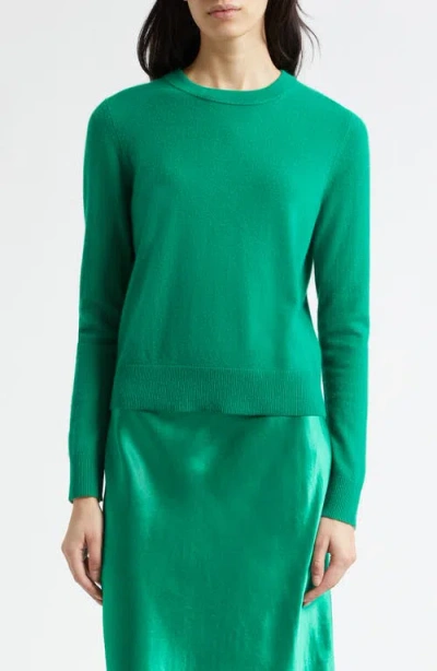 Vince Classic Crewneck Cashmere Sweater In Green