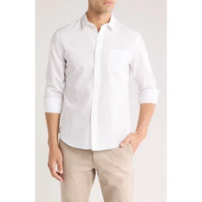Vince Classic Fit Linen Blend Button-up Shirt In Optic White
