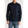 Vince Classic Fit Linen Blend Button-up Shirt In Blue