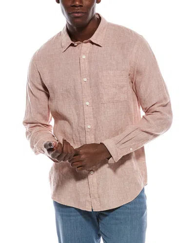 Vince Classic Fit Linen Shirt In Animal Print