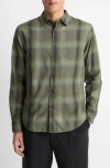 Vince Classic Fit Plaid Cotton Button-up Shirt In Green