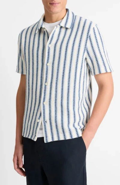 Vince Classic Fit Short Sleeve Button-up Shirt In Cabo Blue Combo