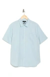 Vince Classic Fit Short Sleeve Linen Blend Button-up Shirt In Pale Blue