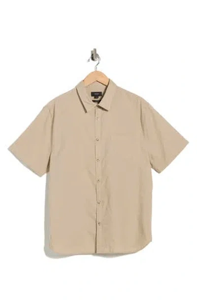 Vince Classic Fit Short Sleeve Linen Blend Button-up Shirt In Neutral