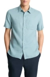 Vince Men's Linen Sport Shirt In Lagoon
