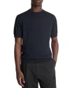 Vince Classic Fit Short Sleeve Wool Sweater In Coastal