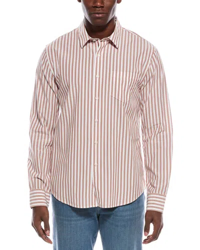 Vince Classic Fit Stripe Shirt In Brown