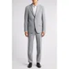 Vince Classic Heathered Grey Stretch Wool Suit In Light Grey