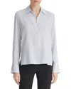 Vince Micro Stripe Silk-blend Pullover Blouse In Sky Graphic