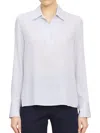 Vince Micro Stripe Silk-blend Pullover Blouse In Multi
