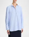 Vince Classic Oxford Shirt With Contrast Collar In Kyanite