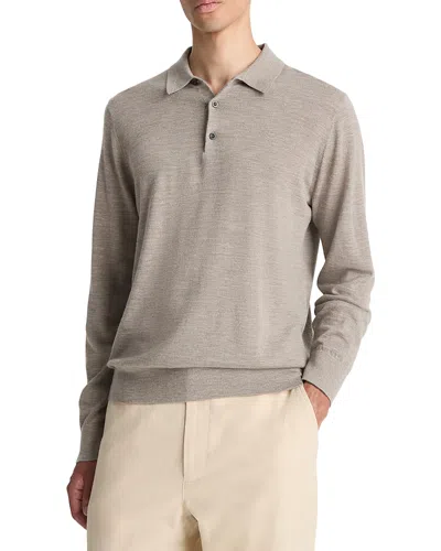 Vince Classic Polo Sweater In Gray