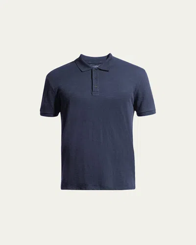 Vince Classic Slub Cotton Polo Shirt In Blue