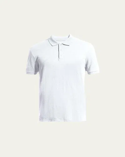 Vince Classic Slub Cotton Polo Shirt In White