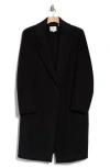 Vince Classic Straight Wool Blend Coat In Black