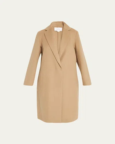 Vince Classic Straight Wool-blend Coat In Camello