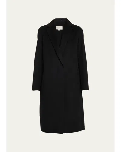 Vince Classic Straight Wool-blend Coat In Black