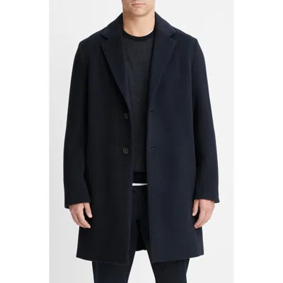 Vince Classic Wool Blend Coat In Blue