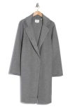 Vince Classic Wool Blend Open Front Coat In Medium Heather Grey