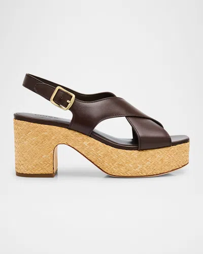 Vince Clementina Leather Crisscross Platform Sandals
