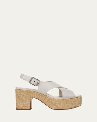 Vince Clementina Leather Crisscross Platform Sandals In Sabbia White